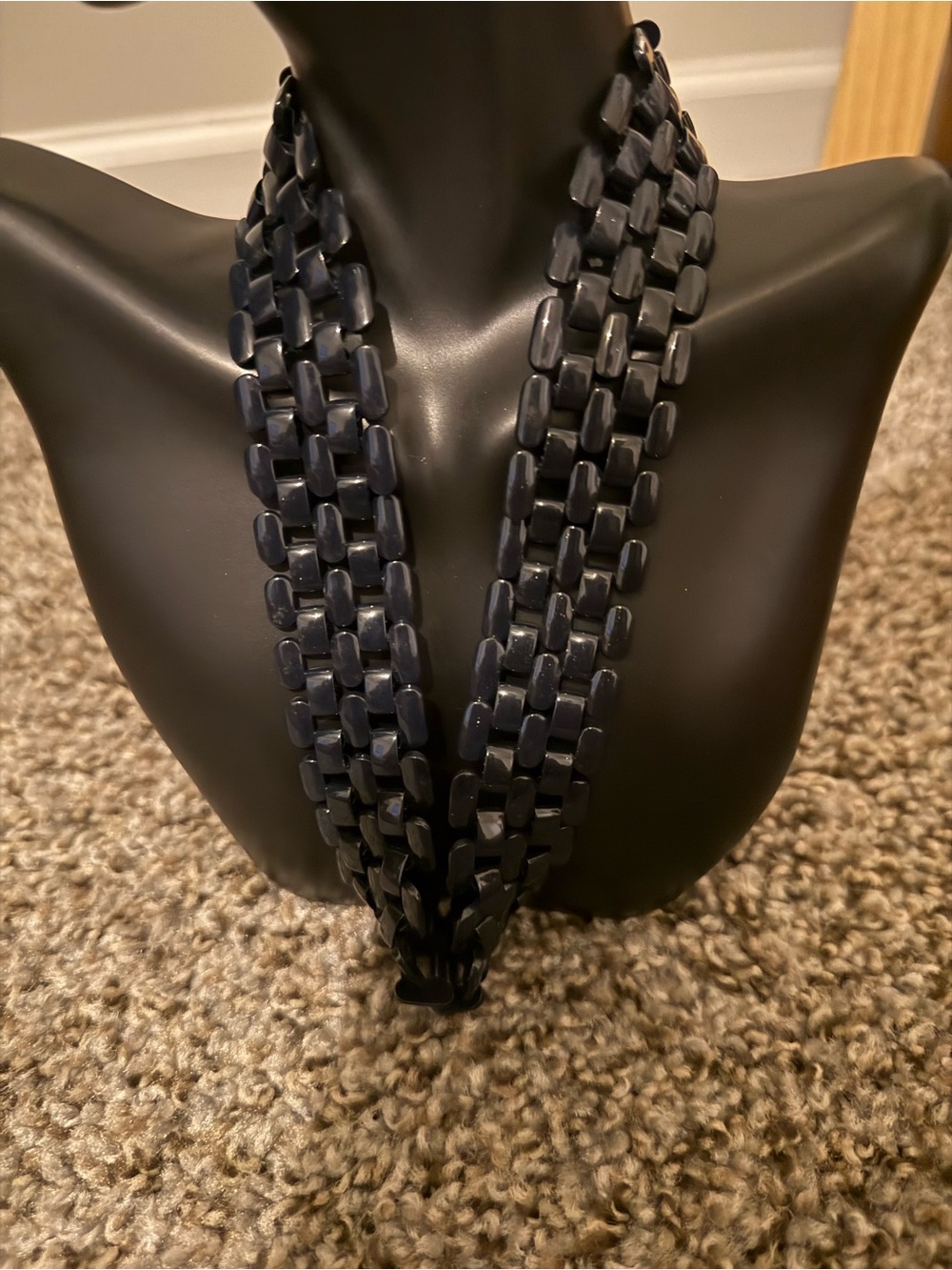 Multi-Row Navy Beaded Statement Necklace - Women Accessories 8
